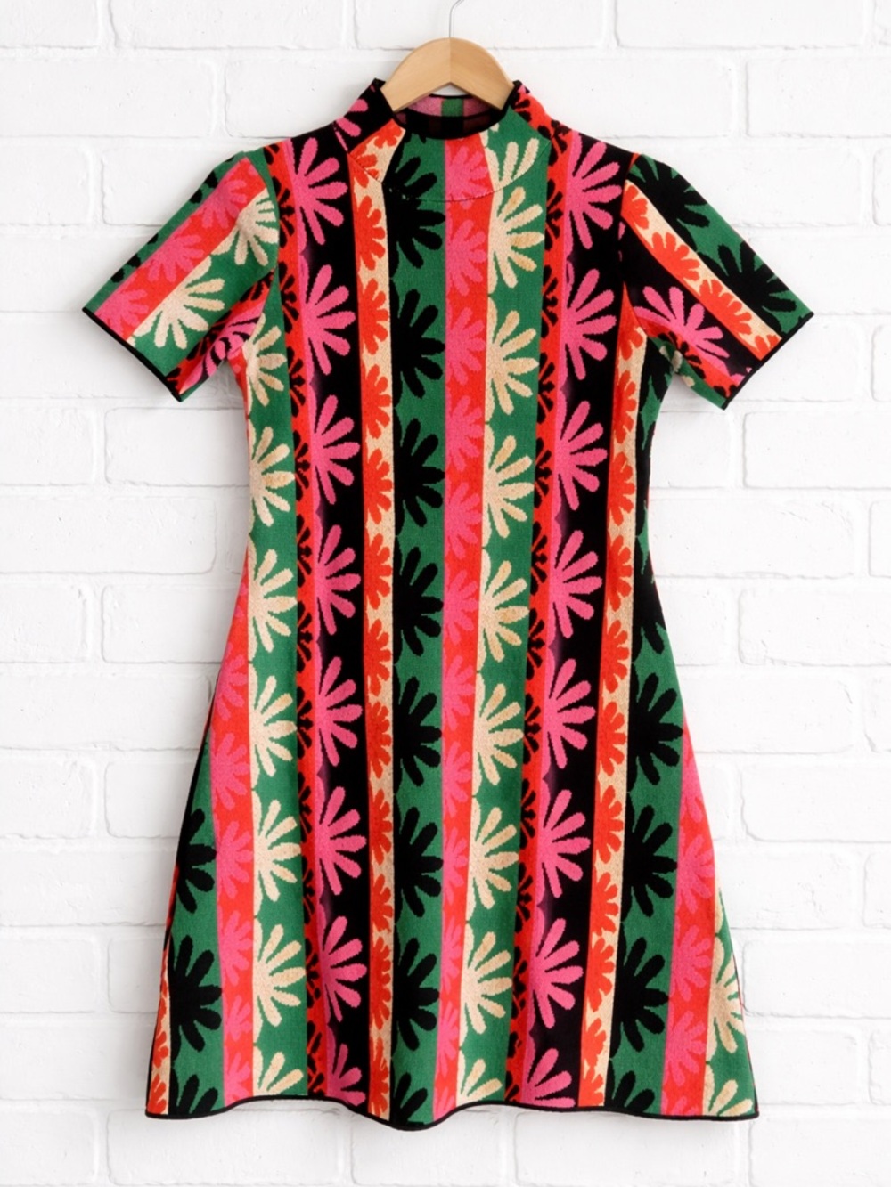 Anthropologie Nina Mod Mini Dress | Mock Neck Floral Stripe Sweater Dress | SP